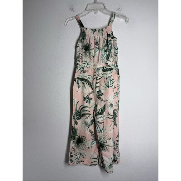 Old Navy Girls Sleeveless Linen-Blend Jumpsuit Floral Print Size S 6/7 Pink - Picture 2 of 11